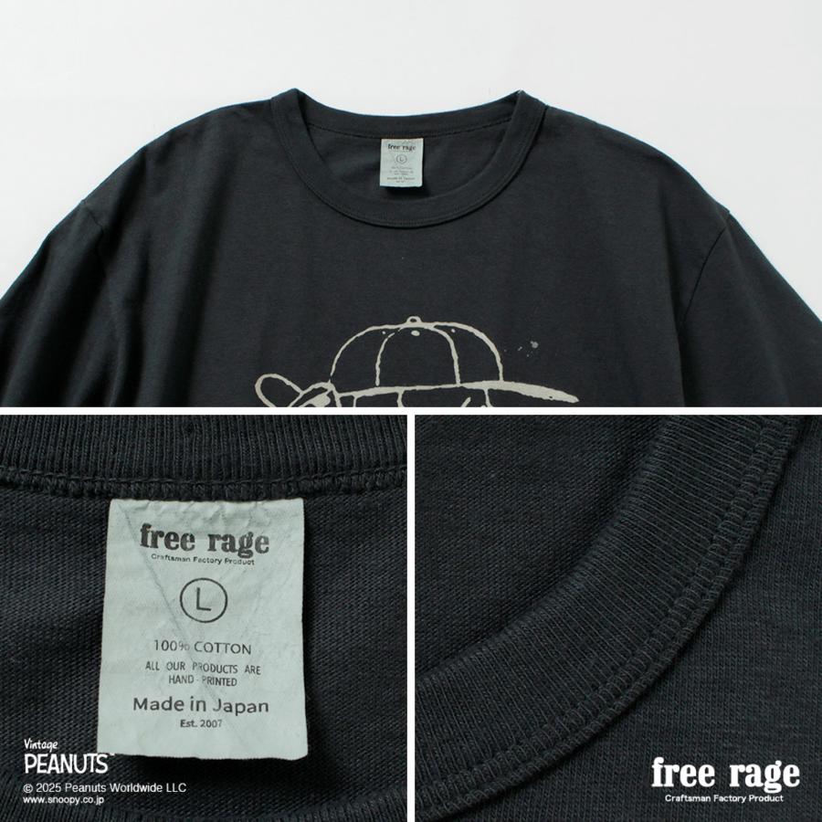 【予約販売：2月下旬発送予定】FREE RAGE（フリーレイジ） PEANUTS×free rage チャーリー・ブラウン プリント リサイクルコットン ショートスリーブTシャツ | free rage | 20