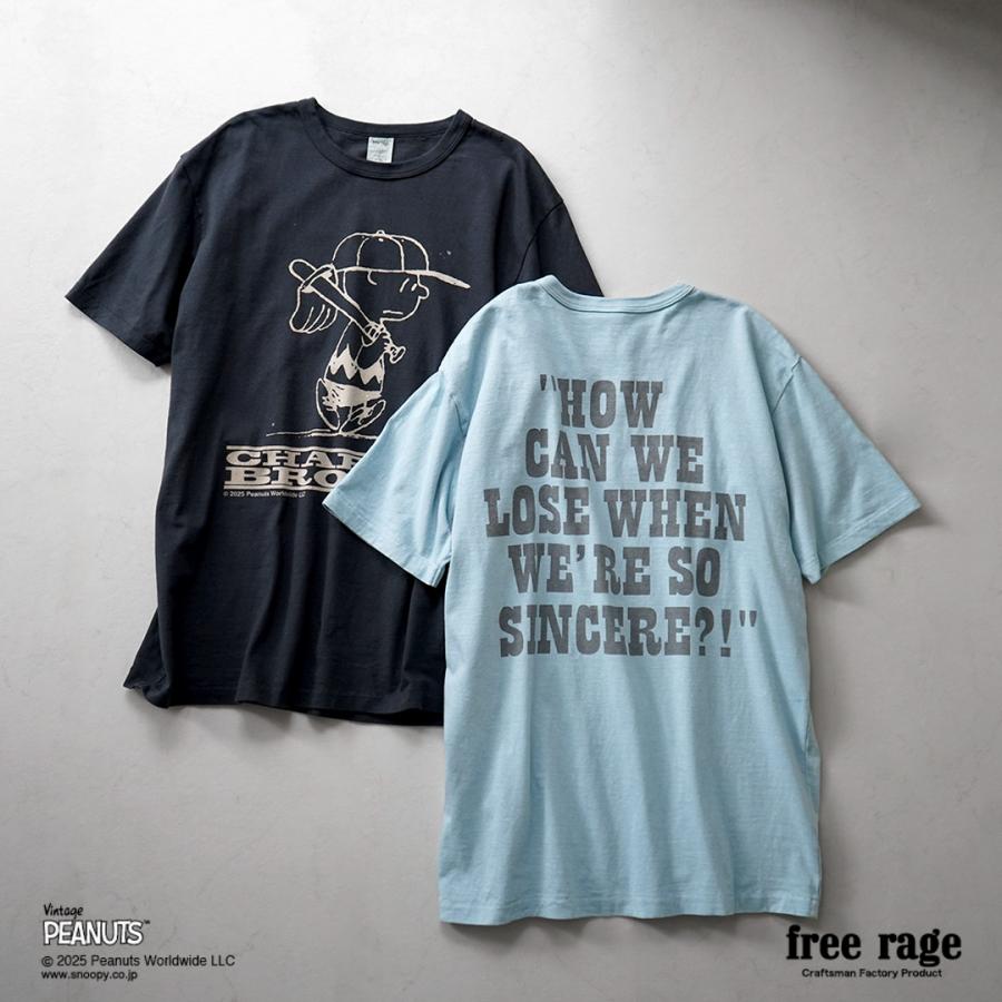 【予約販売：2月下旬発送予定】FREE RAGE（フリーレイジ） PEANUTS×free rage チャーリー・ブラウン プリント リサイクルコットン ショートスリーブTシャツ | free rage | 06