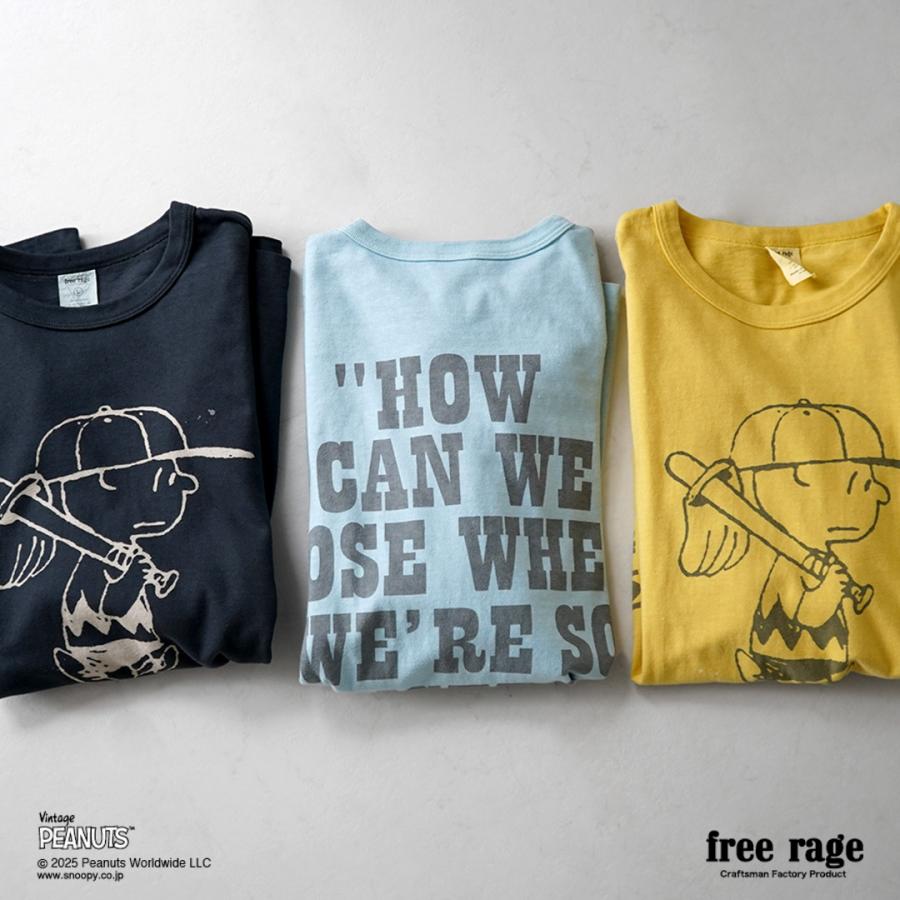 【予約販売：2月下旬発送予定】FREE RAGE（フリーレイジ） PEANUTS×free rage チャーリー・ブラウン プリント リサイクルコットン ショートスリーブTシャツ | free rage | 07