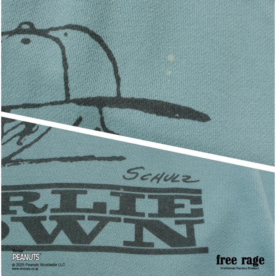 【予約販売：2月下旬発送予定】FREE RAGE（フリーレイジ） PEANUTS×free rage チャーリー・ブラウン プリント ラグランスウェット / 長袖 PEANUTSコラボ | free rage | 14