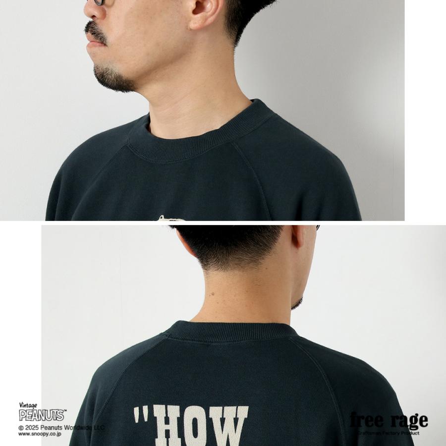 【予約販売：2月下旬発送予定】FREE RAGE（フリーレイジ） PEANUTS×free rage チャーリー・ブラウン プリント ラグランスウェット / 長袖 PEANUTSコラボ | free rage | 16