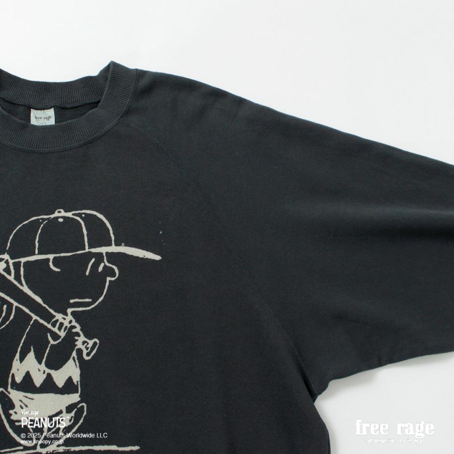 【予約販売：2月下旬発送予定】FREE RAGE（フリーレイジ） PEANUTS×free rage チャーリー・ブラウン プリント ラグランスウェット / 長袖 PEANUTSコラボ | free rage | 17
