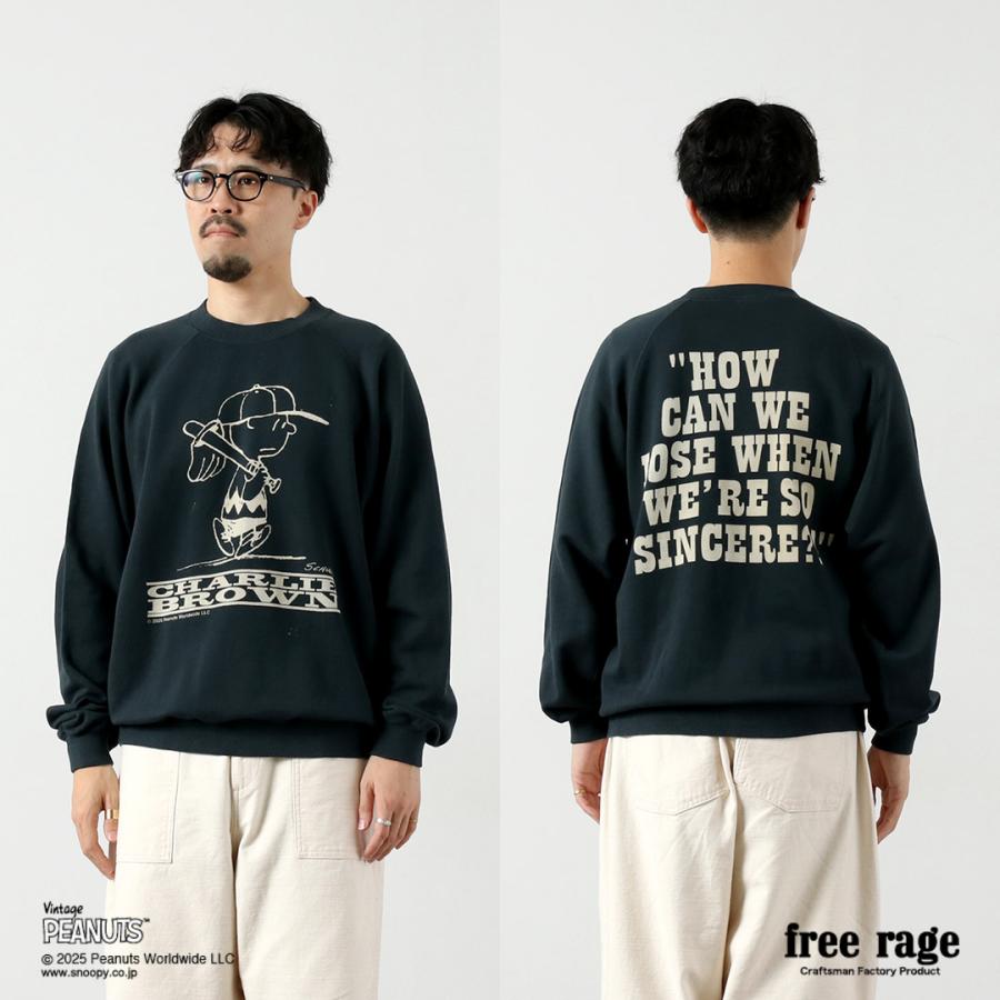 【予約販売：2月下旬発送予定】FREE RAGE（フリーレイジ） PEANUTS×free rage チャーリー・ブラウン プリント ラグランスウェット / 長袖 PEANUTSコラボ | free rage | 19