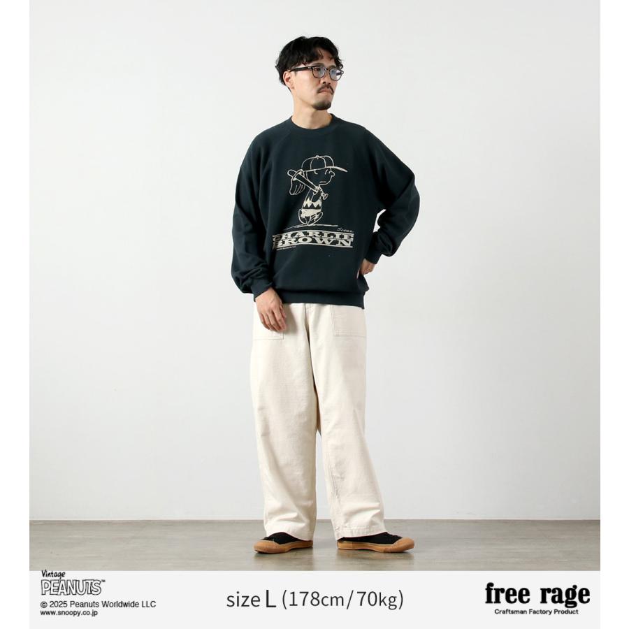 【予約販売：2月下旬発送予定】FREE RAGE（フリーレイジ） PEANUTS×free rage チャーリー・ブラウン プリント ラグランスウェット / 長袖 PEANUTSコラボ | free rage | 08