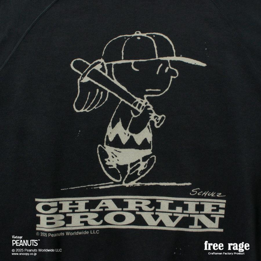 【予約販売：2月下旬発送予定】FREE RAGE（フリーレイジ） PEANUTS×free rage チャーリー・ブラウン プリント ラグランスウェット / 長袖 PEANUTSコラボ | free rage | 12