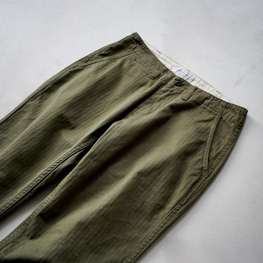 Blue refabric（ブルーリファブリック） ヘリンボーン ワイドテーパード ヴィンテージ トラウザー 日本製 / メンズ バットダイ |  | 09