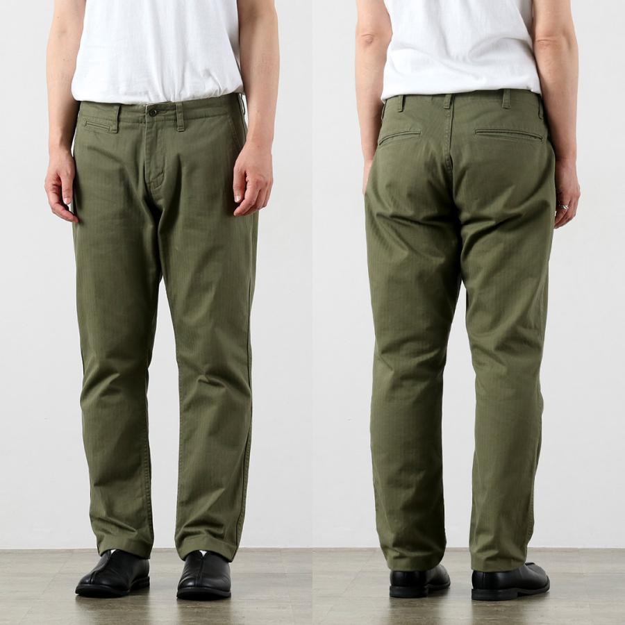 Blue refabric（ブルーリファブリック） ヘリンボーン ワイドテーパード ヴィンテージ トラウザー 日本製 / メンズ バットダイ |  | 11