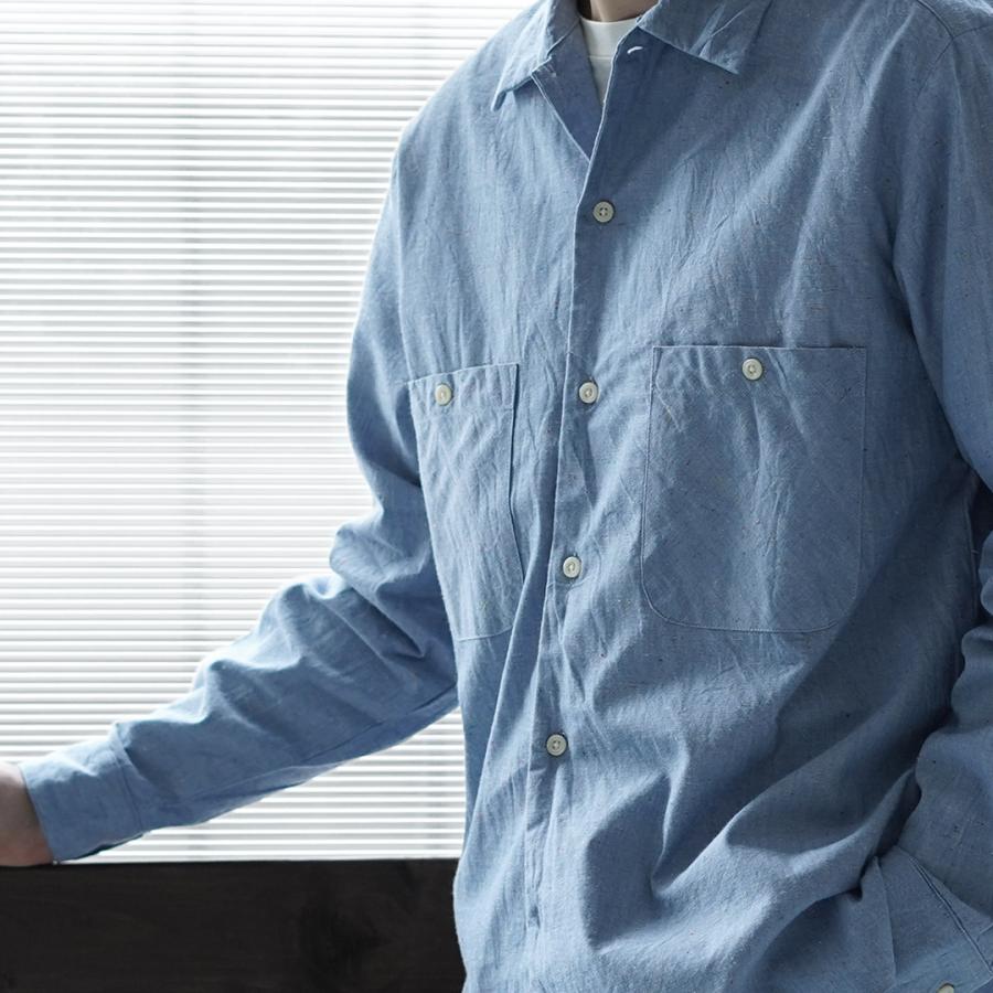HARROWE HARROWE（ハロウハロウ） 5oz カラーネップシャンブレー オープンカラーシャツ / メンズ 長袖 日本製 綿 コットン | ROCOCO | 12
