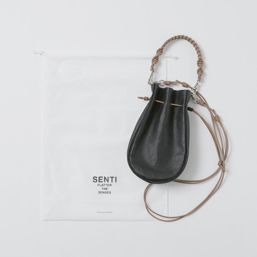 SENTI（センティ） ダイニーマレザー メディスンバッグM ＋ハンドストラップ 日本製 / ショルダーバッグ ポシェット 巾着 本革 | SENTI | 14
