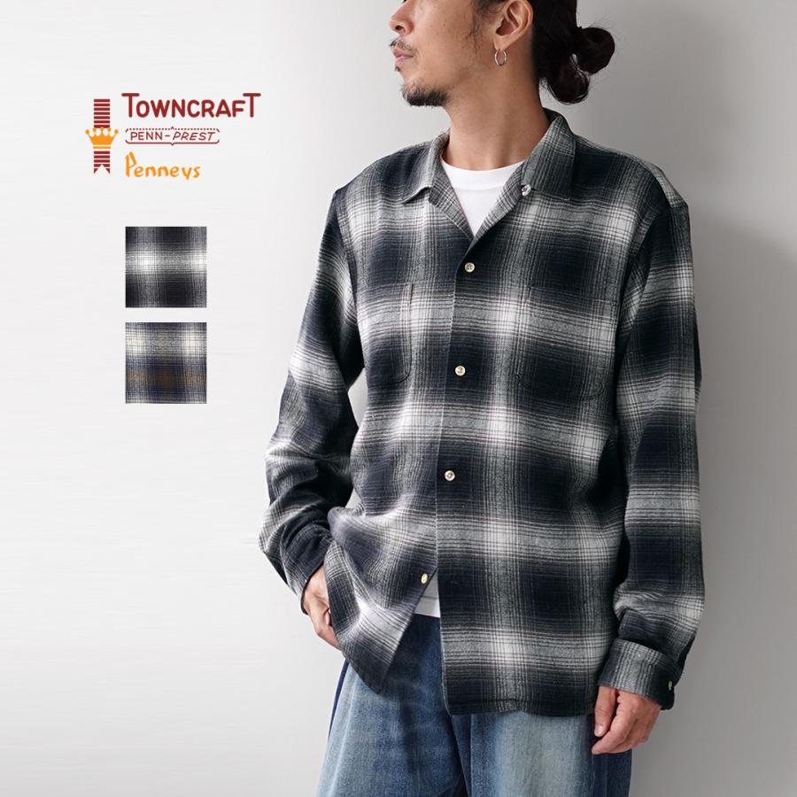 TOWNCRAFT（タウンクラフト） フランネル チェック ループカラー ロングスリーブシャツ / 長袖 メンズ | TOWNCRAFT