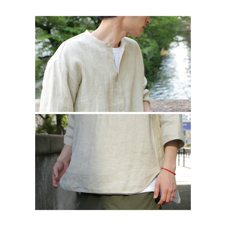 ROCOCO（ロココ） リネン 布帛 ヘンリーネック Tシャツ 2024年モデル / 麻 メンズ ハーフ 七分袖 日本製 | ROCOCO | 08