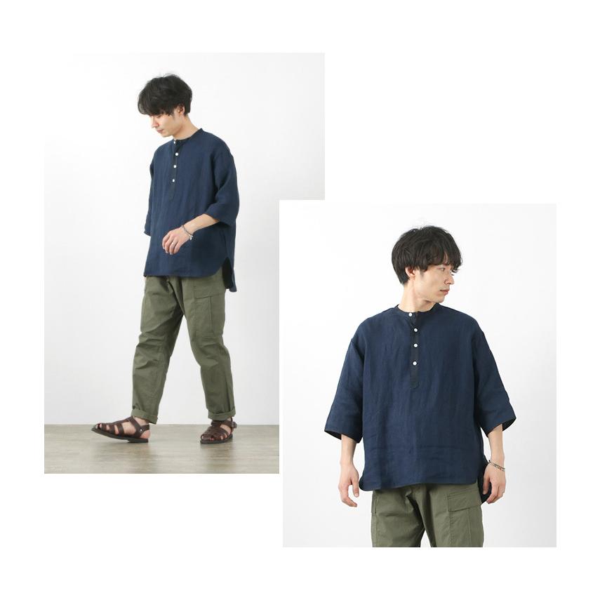 ROCOCO（ロココ） リネン 布帛 ヘンリーネック Tシャツ 2024年モデル / 麻 メンズ ハーフ 七分袖 日本製 | ROCOCO | 09