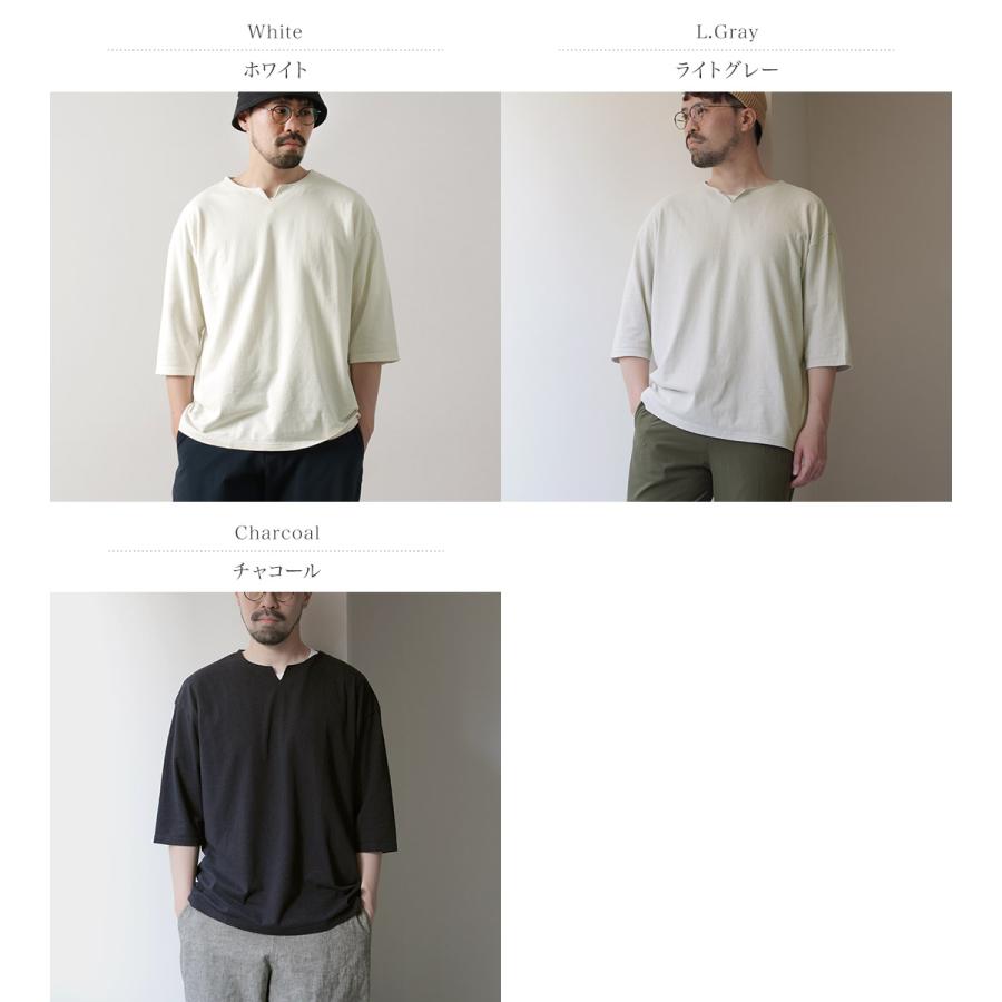 ROCOCO（ロココ） リネンコットン キーネックTシャツ 2024年モデル / メンズ カットソー 七分袖 麻 コットン 日本製 | ROCOCO | 04