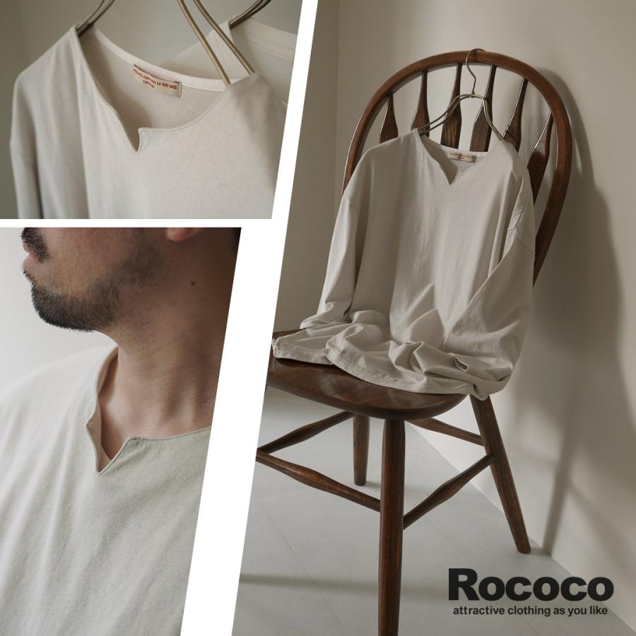 ROCOCO（ロココ） リネンコットン キーネックTシャツ 2024年モデル / メンズ カットソー 七分袖 麻 コットン 日本製 | ROCOCO | 07