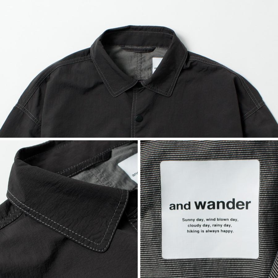 AND WANDER（アンドワンダー） クリンクル ナイロン シャツジャケット / メンズ ライトアウター 羽織 撥水 アウトドア 日本製 | and wander | 17