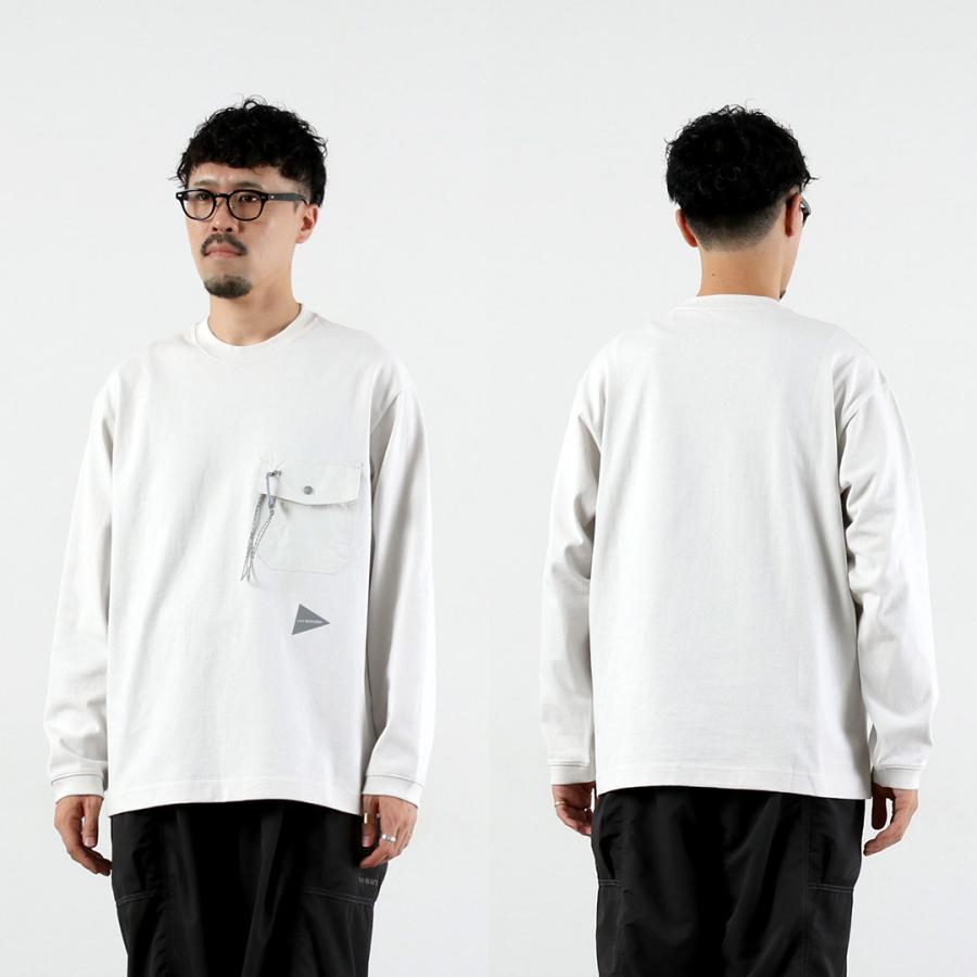 AND WANDER（アンドワンダー） ヘビーコットン ポケット ロングスリーブTシャツ 2025年モデル / トップス 長袖 ロンT カラビナ付き | and wander | 15