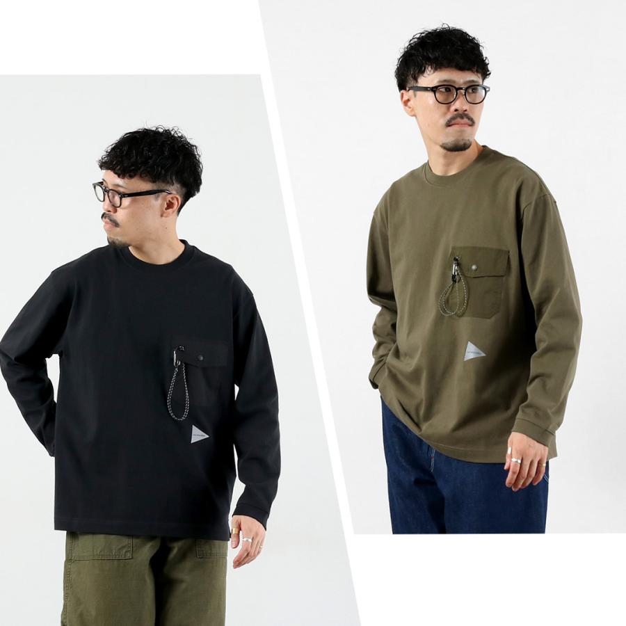 AND WANDER（アンドワンダー） ヘビーコットン ポケット ロングスリーブTシャツ 2025年モデル / トップス 長袖 ロンT カラビナ付き | and wander | 16