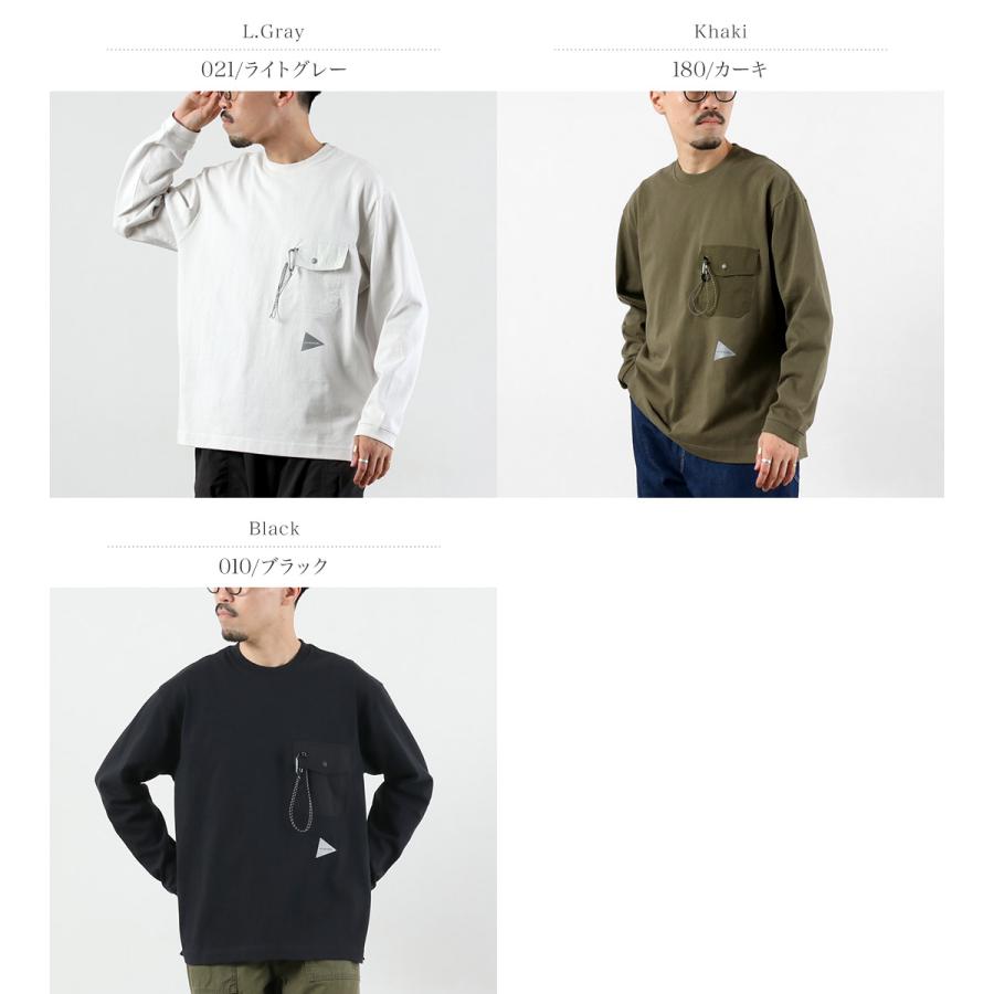 AND WANDER（アンドワンダー） ヘビーコットン ポケット ロングスリーブTシャツ 2025年モデル / トップス 長袖 ロンT カラビナ付き | and wander | 04