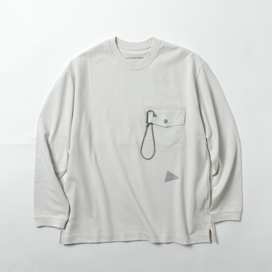 AND WANDER（アンドワンダー） ヘビーコットン ポケット ロングスリーブTシャツ 2025年モデル / トップス 長袖 ロンT カラビナ付き | and wander | 05