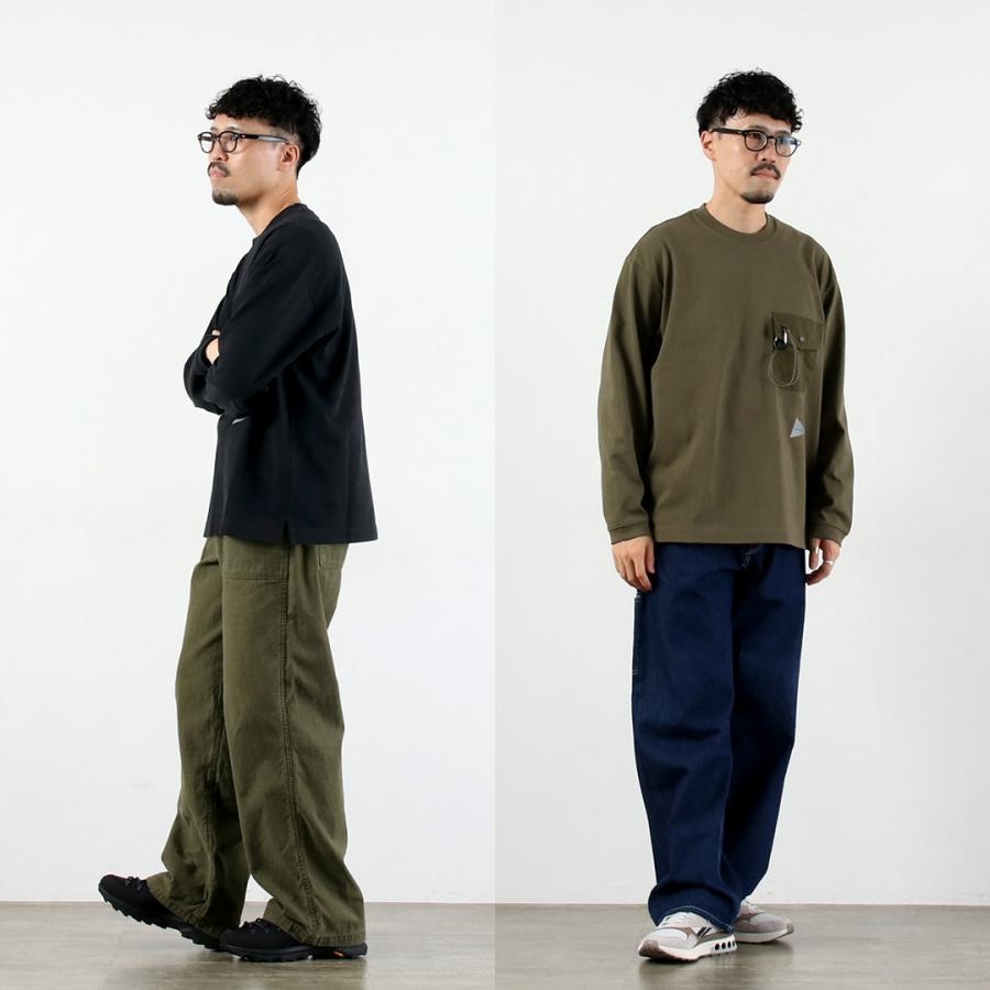 AND WANDER（アンドワンダー） ヘビーコットン ポケット ロングスリーブTシャツ 2025年モデル / トップス 長袖 ロンT カラビナ付き | and wander | 07