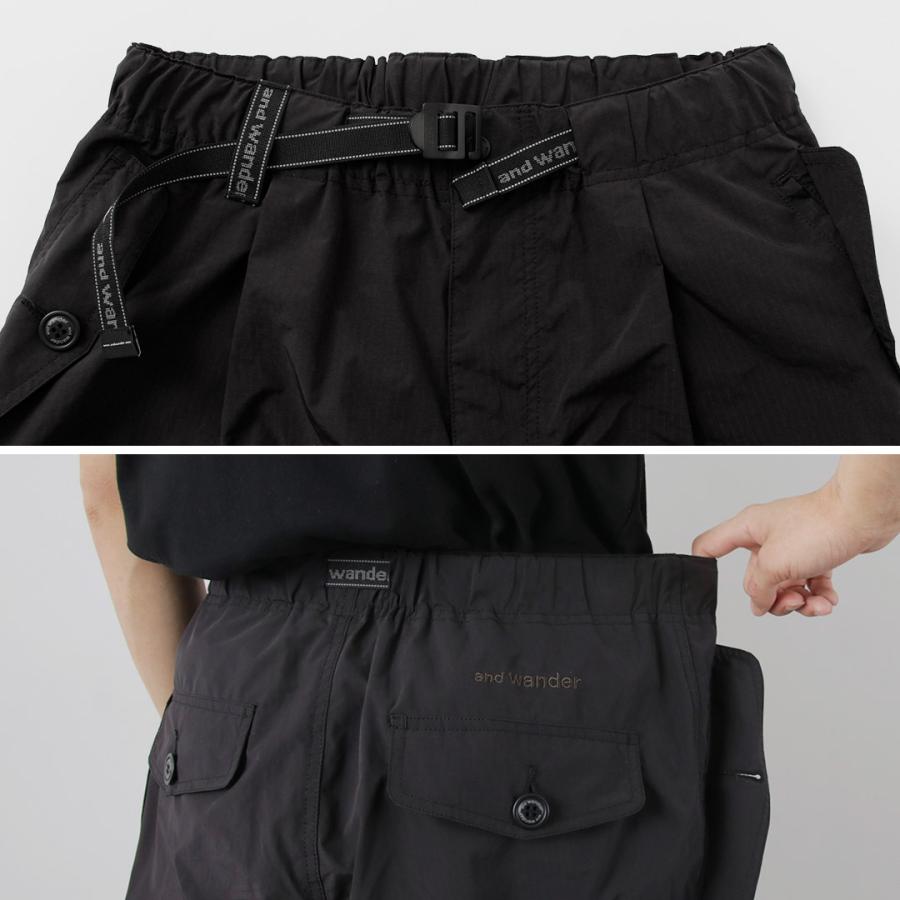 AND WANDER（アンドワンダー） オーバーサイズ カーゴパンツ 2025年モデル / メンズ ゆったり 大きい ナイロン アウトドア ウェビングベルト | and wander | 08