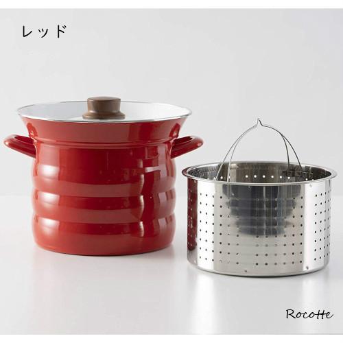 富士ホーロー パスタ鍋 パスタポット バスケット付 両手鍋 ih 深型