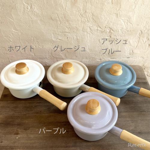 富士ホーロー ミルクパン IH 直火 蓋付き 片手鍋 目盛り付き 14cm