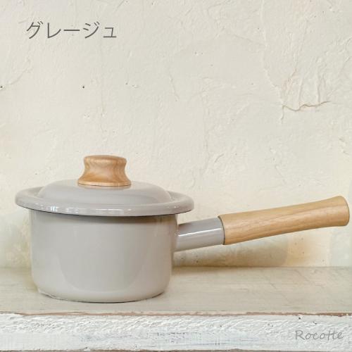 富士ホーロー ミルクパン IH 直火 蓋付き 片手鍋 目盛り付き 14cm