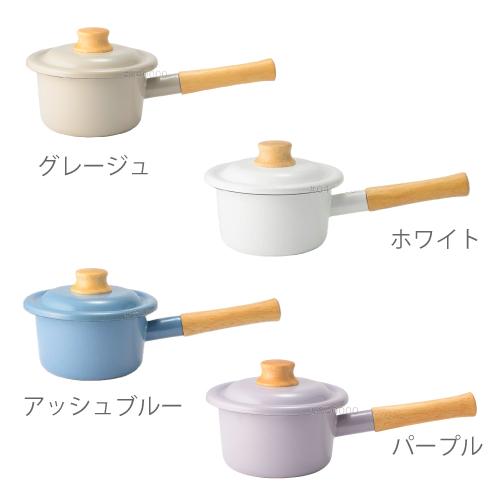 富士ホーロー ミルクパン IH 直火 蓋付き 片手鍋 目盛り付き 14cm