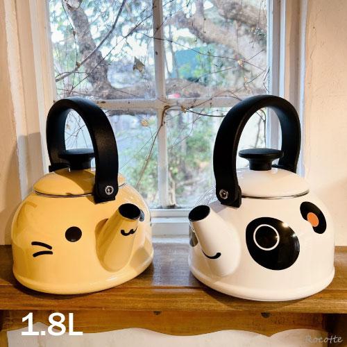 富士ホーロー やかん 小さい かわいい ケトル ホーロー IH ミニ ねこ