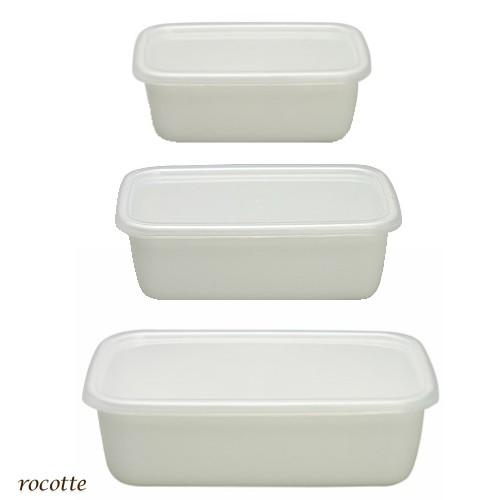 White Series 野田琺瑯 レクタングル 深型 SML 3点セット シール蓋付き