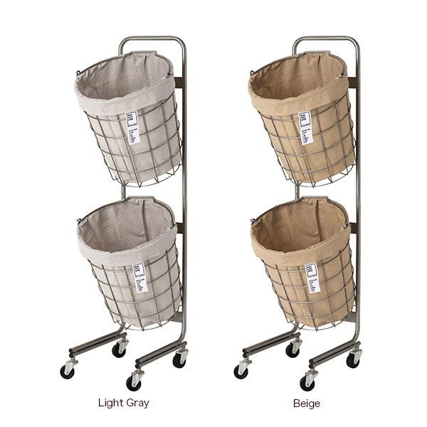 WIRE ARTS & PRO ランドリーラウンドバスケット ダブル(2段)25L×2 キャスター付 003328 | BRID | 01