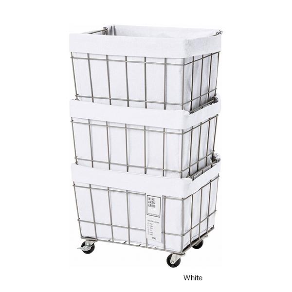 WIRE ARTS & PRO スタッキングバスケット 3段 キャスター/ウォッシャブルカバー 003373 | BRID