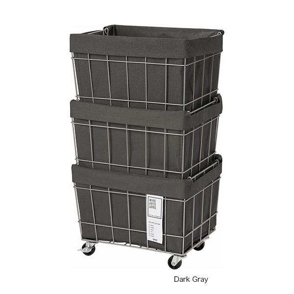 WIRE ARTS & PRO スタッキングバスケット 3段 キャスター/ウォッシャブルカバー 003373 | BRID | 01