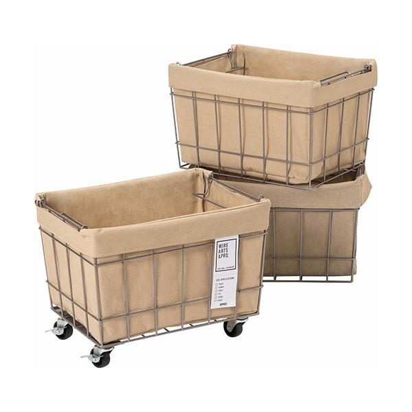 WIRE ARTS & PRO スタッキングバスケット 3段 キャスター/ウォッシャブルカバー 003373 | BRID | 06