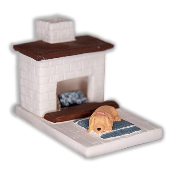 Incienso de Santa Fe ホワイトカントリー ハースパピー イエローラボ White Country Hearth Puppy with Yellow Lab インセンスバーナー 松の天然木製お香付き | 