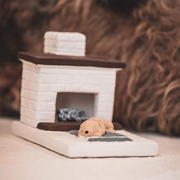 Incienso de Santa Fe ホワイトカントリー ハースパピー イエローラボ White Country Hearth Puppy with Yellow Lab インセンスバーナー 松の天然木製お香付き |  | 03