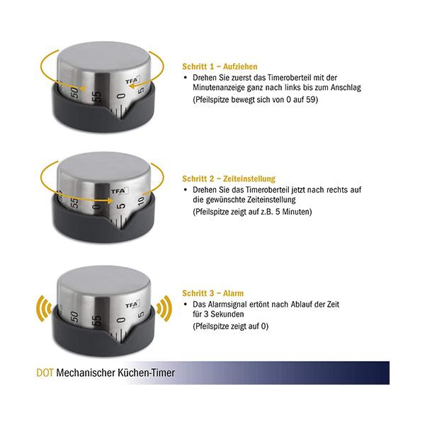 TFA アナログキッチンタイマー made of stainless steel DOT 38.1027.10 |  | 01