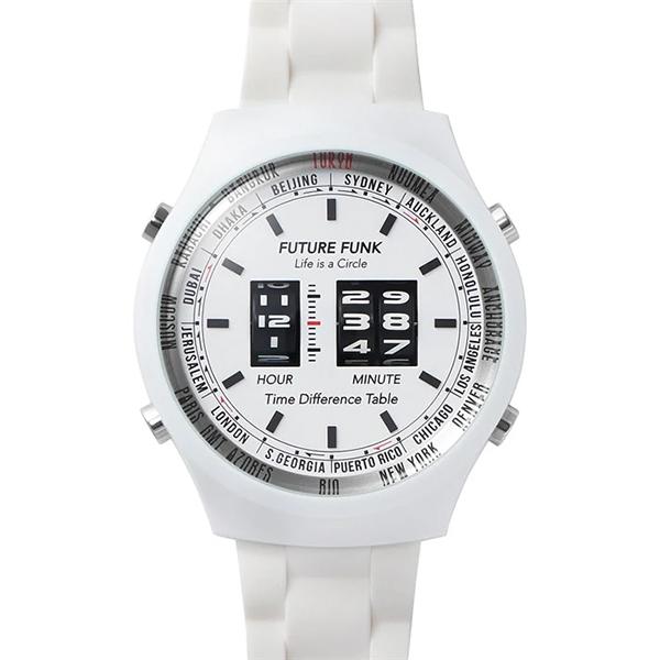 FUTURE FUNK  (フューチャー ファンク)FF105-WH ポリウレタンベルト クオーツ腕時計（ホワイト） | FUTURE FUNK | 01