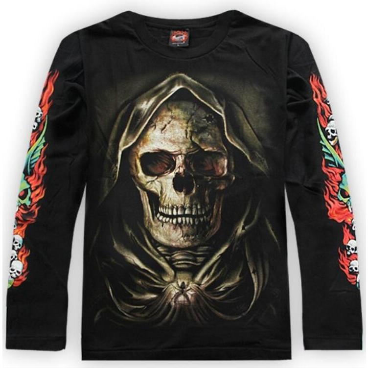 かっこいい メンズシャツ どくろ 死神 ロングtシャツ 長袖 サイズｌ おおきめ A ナノカストア 通販 Yahoo ショッピング
