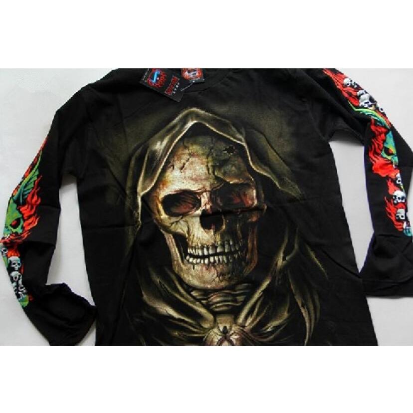 かっこいい メンズシャツ どくろ 死神 ロングtシャツ 長袖 サイズｌ おおきめ A ナノカストア 通販 Yahoo ショッピング