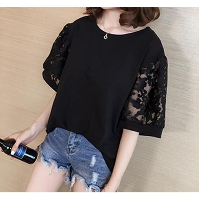 在庫限定 可愛い 花柄 袖レース ブラウス 体型カバー レース カット レディース Tシャツ半袖 刺繍 ゆったり トップス Ta010 ナノカストア 通販 Yahoo ショッピング