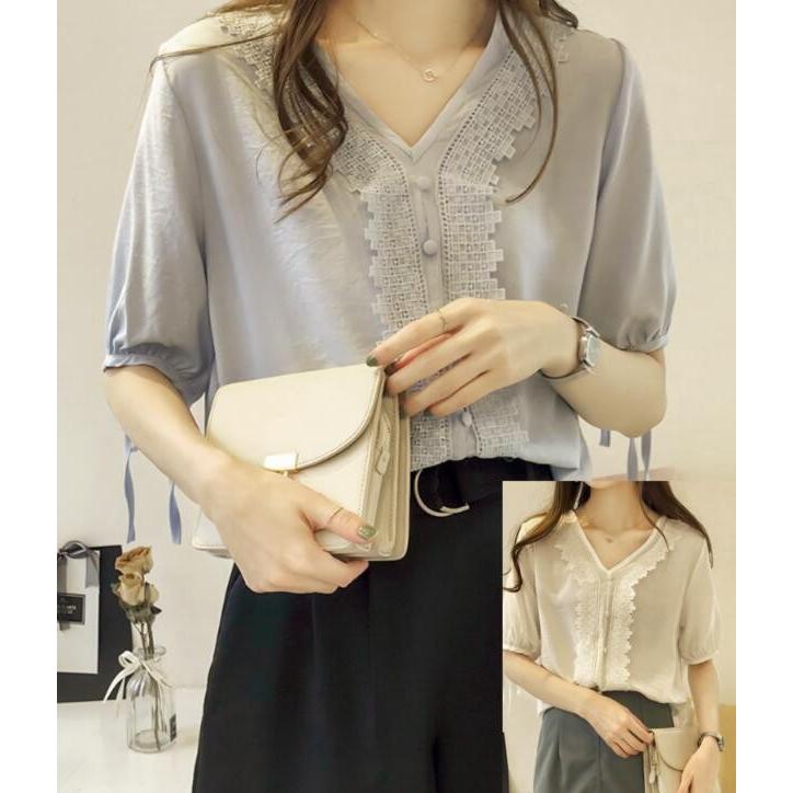 可愛い韓国風ファッション レディース レースブラウス 半袖 Tシャツ シフォン ブラウスシャツ Ta106 ナノカストア 通販 Yahoo ショッピング