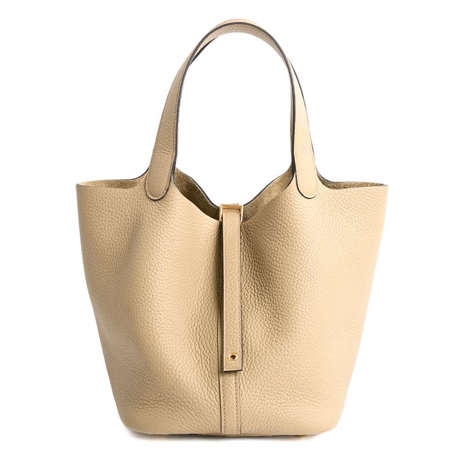 HERMES エルメス ピコタンロックMM ハンドバッグ ベージュマルファ 