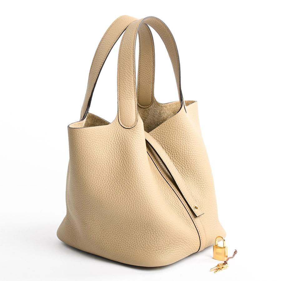 HERMES エルメス ピコタンロックMM ハンドバッグ ベージュマルファ 
