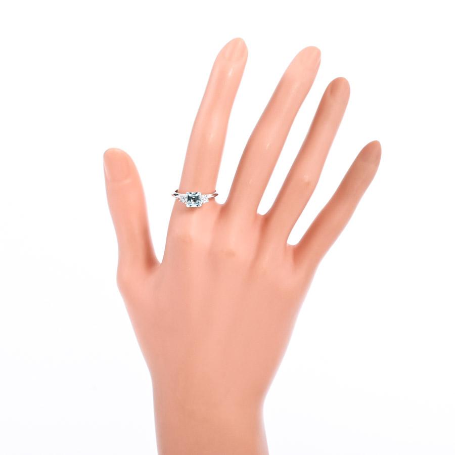 アクワマリン リング  アクワマリン1.04ct ダイヤ 12号 3.3g レディース 中古A品の画像