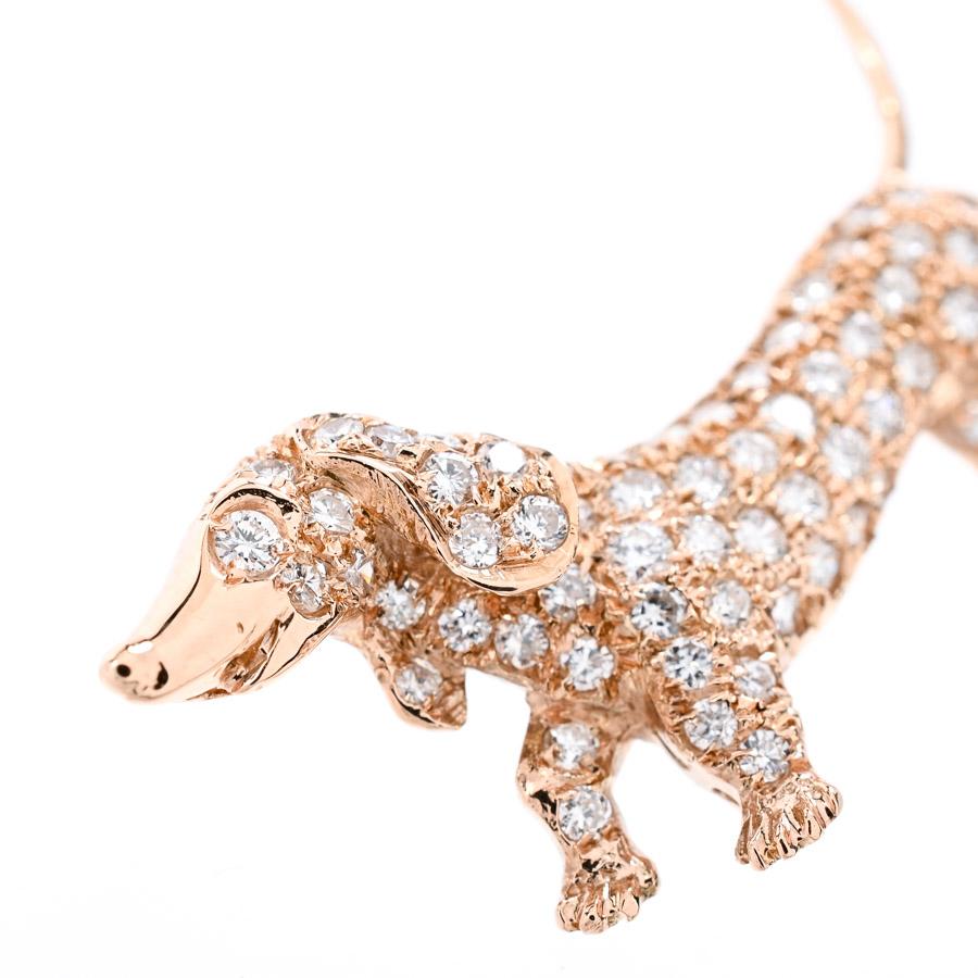 犬モチーフ  ダイヤ チャーム:約W35xH17mm 3.4g レディース 中古A品の画像