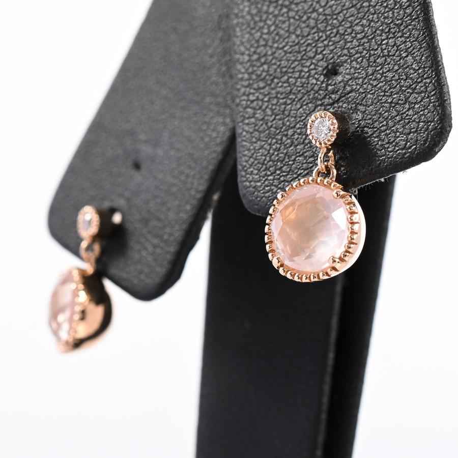 ローズクォーツ ピアス ローズクォーツ1.2/1.2ct チャーム:約W8