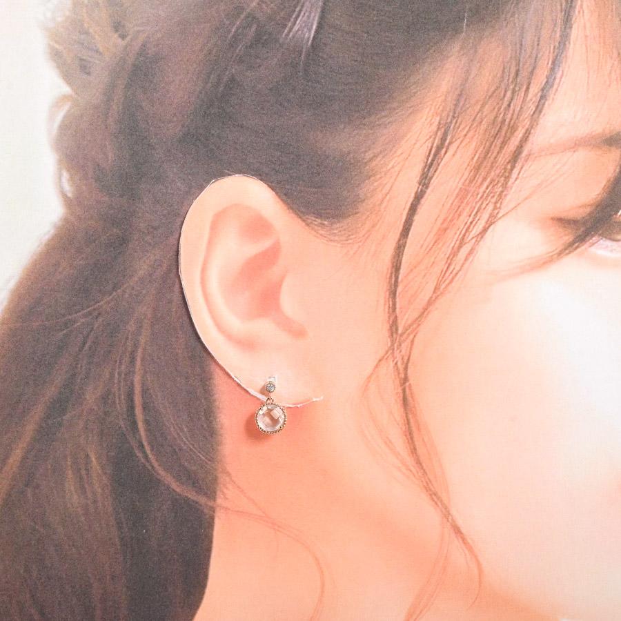 ローズクォーツのピアスチャーム·͜· ︎︎ ローズクォーツ ピアス ローズクォーツ1.2/1.2ct チャーム:約W8