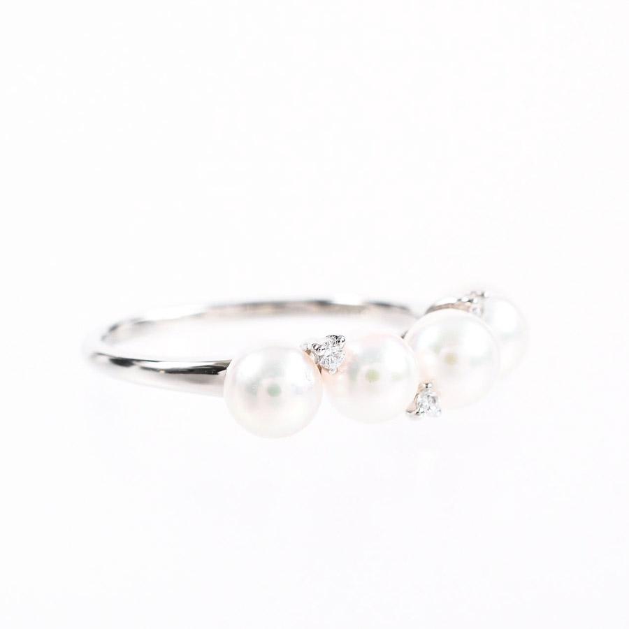 パール リング  ホワイトパール4.6/4.9mm ダイヤ0.03ct 12号 2.8g レディース 中古A品の画像